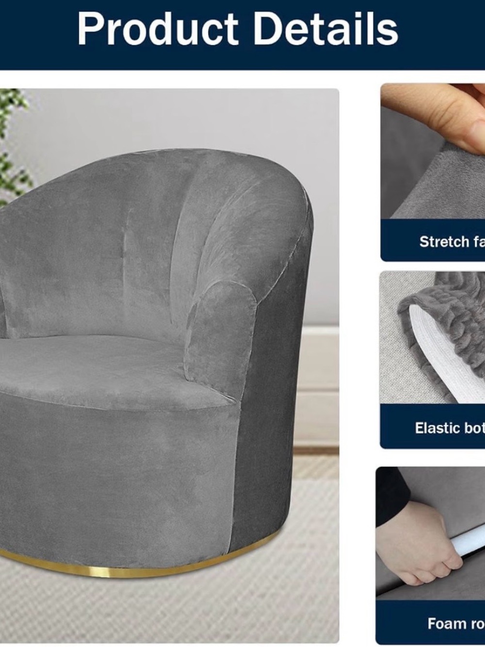 Navy Club/ barrel chair covers 2 pack-